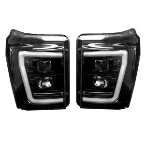 Recon Truck Accessories - 264272BKC | Projector Headlights w/ Ultra High Power Smooth OLED HALOS & DRL – Smoked / Black