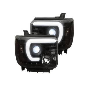 Recon Truck Accessories - 264295BKC | Projector Headlights w/ Smooth OLED HALOS & DRL – Smoked / Black