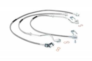 Rough Country - 89717 | Ford Front & Rear Stainless Steel Brake Lines | 4-8in Lifts (99-04 F250/350)