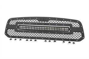 Rough Country - 70199 | Rough Country Mesh Grille With 30 Inch Dual Row LED Light Bar For Ram 1500 / 1500 Classic 2/4WD | 2013-2023 | Black Series