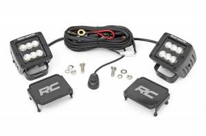 Rough Country - 70133BL | 2-inch Square Cree LED Lights - (Pair | Black Series, Flood Beam)
