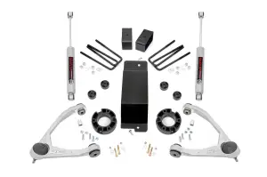 Rough Country - 19431A | Rough Country 3.5in Suspension Lift Kit With Forged Upper Control Arms For Chevrolet Silverado/GM Sierra 1500 | 2007-2016