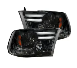 Recon Truck Accessories - 264276BKC | Projector Headlights w/ Ultra High Power Smooth OLED DRL & High Power Amber LED Turn Signals – Smoked / Black