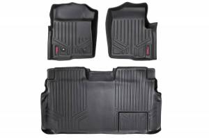 Rough Country - M-51112 | Rough Country Floor Mats For Ford F-150 (2011-2014) | First & Second Row, 2 Ret Hook, SuperCrew Cab