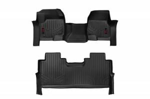 Rough Country - M-51173 | Heavy Duty Floor Mats [Front/Rear] - (2017-2022 Ford Super Duty Crew Cab | Bench Seats)