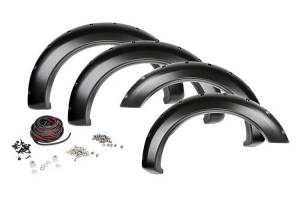 Rough Country - F-F21112A | Rough Country Pocket Fender Flares For Ford F-250 / F-350 Super Duty (2017-2022) | Flat Black