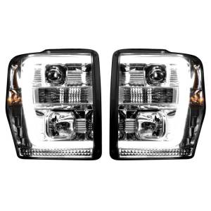 Recon Truck Accessories - 264196CLC | Projector Headlights w/ Ultra High Power Smooth OLED HALOS & DRL – Clear / Chrome