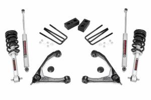 Rough Country - 198.23 | Rough Country 3.5 Inch Lift Kit Chevrolet Silverado / GMC Sierra 1500 (2007-2016) | Aluminum Finish Arm, Lifted Struts (2014-2016), Rear Premium N3 Shocks