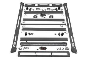 Rough Country - 10622 | Rough Country Roof Rack Jeep Wrangler JL 4WD (2018-2023) / Wrangler 4xe (2021-2023) | Black Series 50" LED Light Bar & 2" Flush Mount Cube Lights