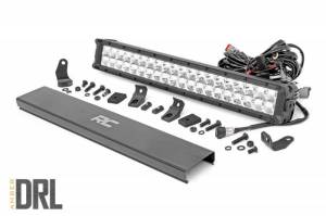 Rough Country - 70920DA | 20-inch Cree LED Light Bar - (Dual Row | Chrome Series w/ Amber DRL)