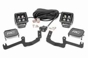 Rough Country - 70844 | Rough Country LED Ditch Light Kit For Chevrolet Silverado 1500 (2019-2022) | Black Series With Amber DRL