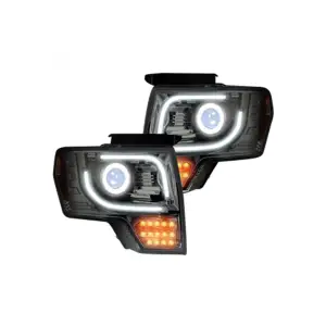 Recon Truck Accessories - 264273BKC | Projector Headlights LED Turn Signals Smoked/Black