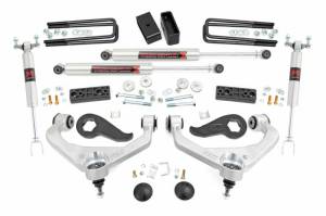 Rough Country - 95640 | Rough Country 3 Inch Lift Kit For Chevrolet Silverado / GMC Sierra 3500 HD 2WD/4WD | Aluminum Finish Arm, M1 Monotube Shocks