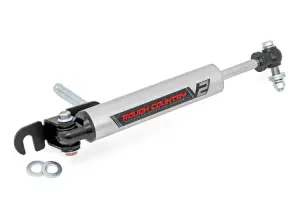 Rough Country - 8730170 | Rough Country V2 Steering Stabilizer (2016-2025 Silverado, Sierra 2500 HD, 3500 HD 4WD)