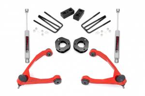 Rough Country - 19831RED | Rough Country 3.5 Inch Lift Kit Chevrolet Silverado / GMC Sierra 1500 (2007-2016) | Red Finish Arm, Strut Spacers, Rear Premium N3 Shocks