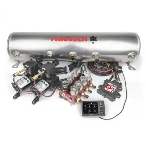 Ridetech - RT30534700 | RideTech RidePro E5 Air Ride Suspension Control System | 5 Gallon Dual Compressor-HIGH FLOW Big Red 3/8? Valves