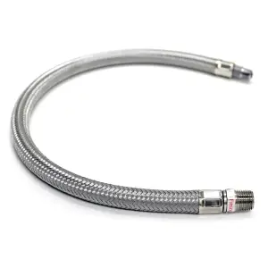 VIAIR - 92804 | VIAIR Stainless Steel Braided Leader Hose | No Check Valve, 1/4" (M) To 1/4" (M) Swivel, 18"