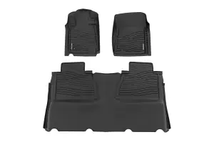 Rough Country - FF-71413 | Rough Country Flex Fit Floor Mats For Toyota Tundra 2WD/4WD (2014-2021) | Front & Second Row, Double Cab