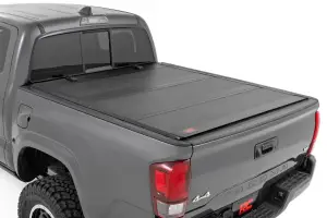 Rough Country - 49415600 | Rough Country Hard Tri Fold Flip Up Bed Cover For Toyota Tacoma | 6' Bed
