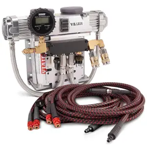VIAIR - 80306CL | VIAIR Dual VMS PRO Complete Air Management System | Chrome, VMS400, 4 Way Hose System: Large (130" & Longer Wheelbase)