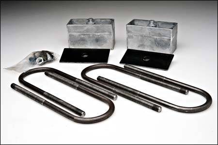 DJM Suspension - LB1023-3 | DJM Suspesnion 3 Inch Rear Block and U Bolt Kit (1998-2003 S10, S15, Blazer S10, Jimmy S15 2WD)
