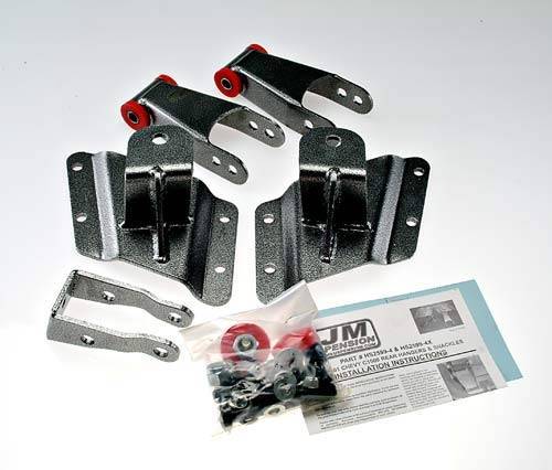 DJM Suspension - HS2599-4 | DJM Suspension 4 Inch Rear Hanger & Shackle Kit (1999-2006 Silverado, Sierra 1500 2WD)