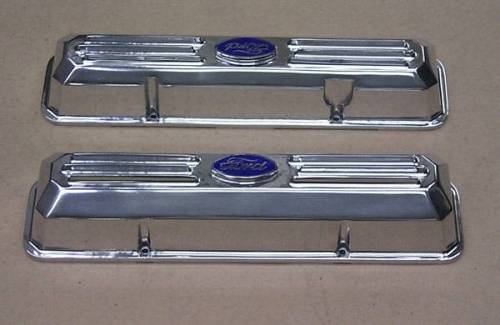 PML Covers - PML Polished Chevy Small Block, Pre-1986, For Oval Metal Ford Logo (Purchased Separately)
