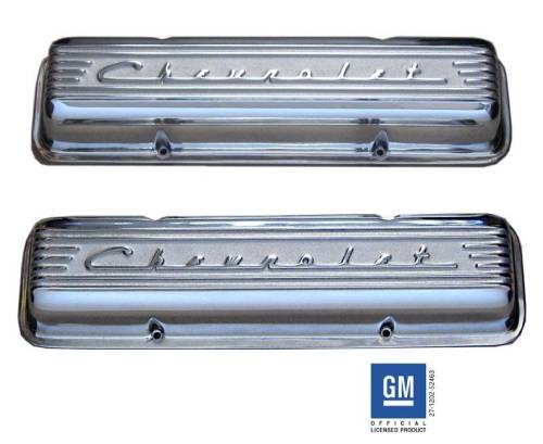 PML Covers - PML Polished Chevy Small Block, Pre-1986, With Raised Chevrolet Script With Fins