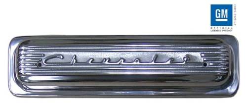 PML Covers - PML Polished Chevy Small Block, 1987-1998, Center Bolt, With Raised Chevrolet Script And Fins