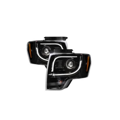 Recon Truck Accessories - 264190BKC | Projector Headlights w/ Ultra High Power Smooth OLED HALOS & DRL - Smoked / Black