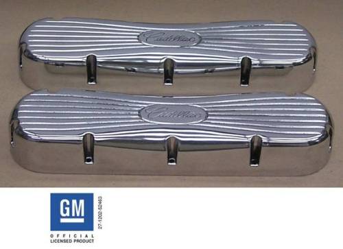 PML Covers - PML Polished Cadillac 368, 425, 472 & 500, Dogbone Style, With Machined Small Cadillac Script