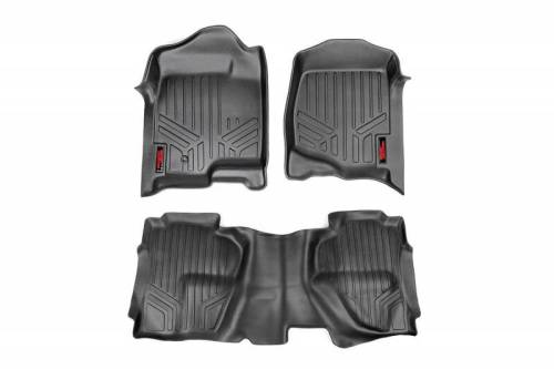 Rough Country - M-20712 | Rough Country Floor Mats For Chevrolet Silverado / GMC Sierra 1500/2500 HD (2007-2014) | First & Second Row, Front Bucket Seats, Extended Cab