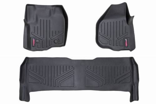 Rough Country - M-51213 | Rough Country Floor Mats For Ford F-250/F-350 Super Duty (2012-2016) | Front & Rear, Raised Front Pedal