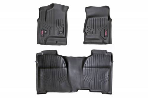 Rough Country - M-21143 | Rough Country Floor Mats Chevrolet Silverado / GMC Sierra 1500/2500 HD/3500 HD 2WD/4WD (2014-2019) | First & Second Row, Front Bench Seat, Crew Cab