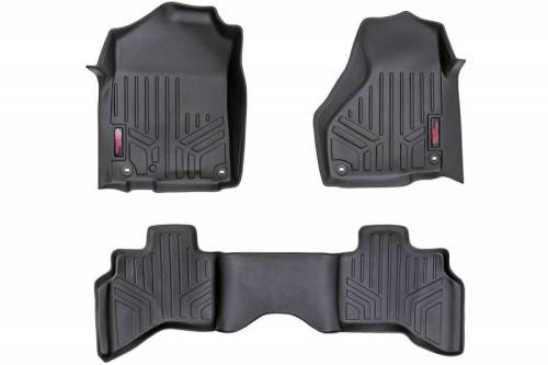 Rough Country - M-31212 | Rough Country Floor Mats Front & Rear For Ram 1500 (2012-2018) / Ram 1500 Classic (2019-2023) | Quad Cab, Full Length Floor Console