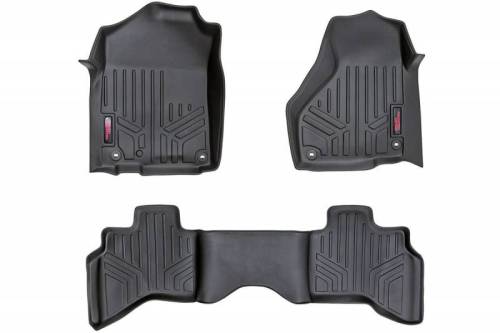 Rough Country - M-31213 | Rough Country Floor Mats For Ram 1500/2500/3500 (2012-2018) / 1500 Classic (2019-2024) | First & Second Row, Front Bucket Seats, Crew/Mega Cab