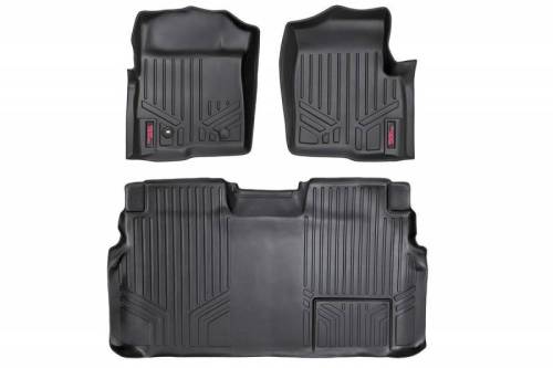 Rough Country - M-51112 | Rough Country Floor Mats For Ford F-150 (2011-2014) | First & Second Row, 2 Ret Hook, SuperCrew Cab