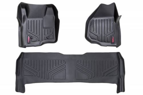 Rough Country - M-51223 | Rough Country Floor Mats For Ford F-250/F-350 Super Duty (2011-2016) | Front & Rear Row, Depressed Pedal, Crew Cab
