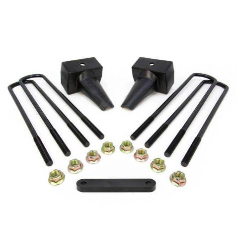 ReadyLIFT Suspensions - 66-2294 | ReadyLift 4 Inch Rear Block & U Bolt Kit (1999-2010 F250, F350 Super Duty | 2 Piece Drive Shaft)