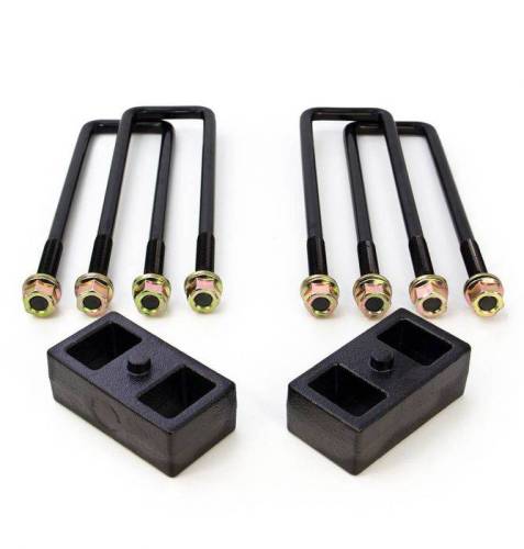 ReadyLIFT Suspensions - 66-3122 | ReadyLift 2 Inch Rear Block & U Bolt Kit (2011-2024 Silverado, Sierra 2500 HD, 3500 HD | with the factory Trailer Package rear springs)
