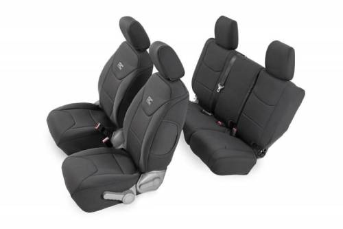 Rough Country - 91002A | Jeep Neoprene Seat Cover Set | Black [08-10 Wrangler JK Unlimited]
