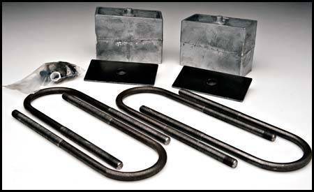 DJM Suspension - LB1023-4 | DJM Suspesnion 4 Inch Rear Block and U Bolt Kit (1998-2003 S10, S15, Blazer S10, Jimmy S15 2WD)