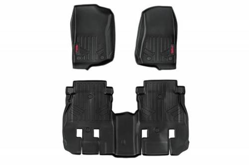 Rough Country - M-60112 | Rough Country Floor Mats For Jeep Wrangler JL Unlimited 4WD (2018-2024) | Front & Second Row, 4 Door