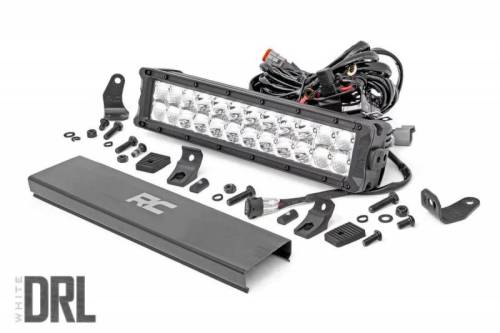 Rough Country - 70912D | 12-inch Cree LED Light Bar - (Dual Row | Chrome Series w/ Cool White DRL)