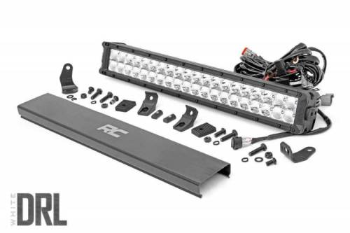 Rough Country - 70920D | 20-inch Cree LED Light Bar - (Dual Row | Chrome Series w/ Cool White DRL)