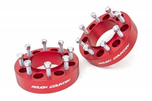 Rough Country - 1094ARED | Rough Country Red 2 Inch Wheel Spacers (2003-2024 F250, F350 Super Duty 4WD)
