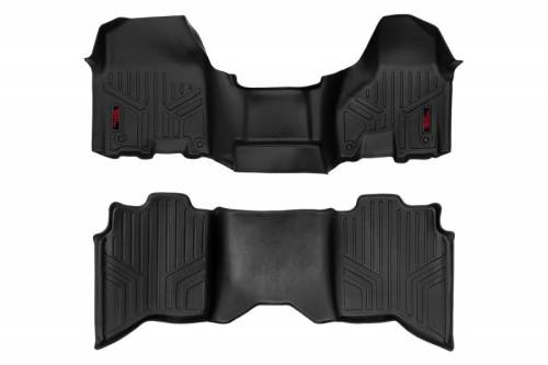 Rough Country - M-31313 | Rough Country Floor Mats For Ram 1500 2/4WD (2012-2018) / 1500 Classic (2019-2023) | Front & Second Row, Front Bench Seat, Crew/Mega Cab