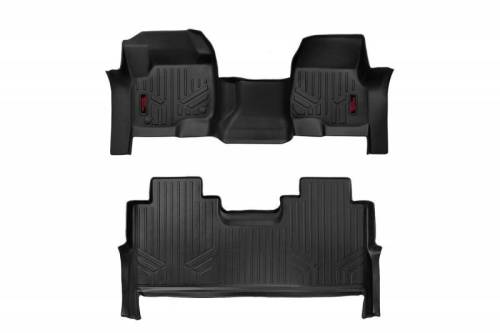Rough Country - M-51173 | Rough Country Floor Mats For Ford Super Duty F-250/F-350 (2017-2024) | Front & Second Row, Front Bench Seat, Crew Cab