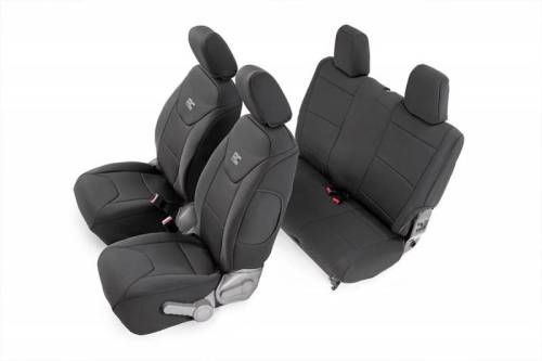 Rough Country - 91006 | Jeep Neoprene Seat Cover Set | Black [11-12 Wrangler JK | 2 Door]