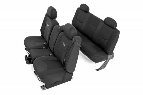 Rough Country - 91019 | GM Neoprene Front & Rear Seat Cover Combo | Black [99-06 1500]